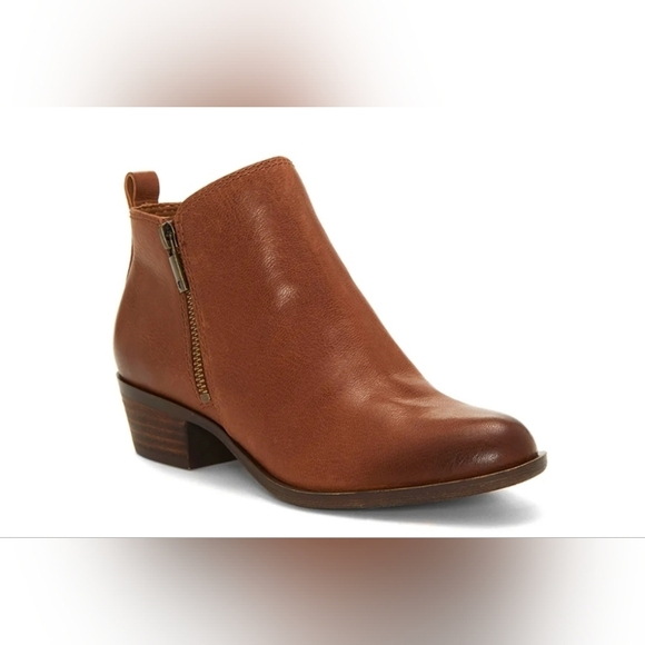 Lucky Brand Basel Leather Double Zip Bootie Women’s Size 7.5W Toffee - Picture 1 of 7